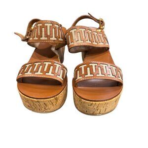 Tory Burch T-Strap Cork Wedge Sandals – Size 9.5